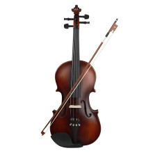 3/4 Beginner Violin Handcrafted Solid Wood with Matte Finish Clear Bright Tone and Ebony Fittings