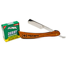 Straight Razor with Wooden Handle for Professional Barber Shaving, Includes 100 Blades