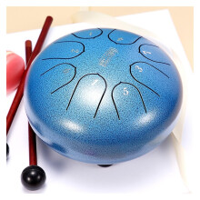 6 Inch Steel Tongue Drum Ocean Blue, Waterproof Outdoor Chakra Drum, 8 Note Rain Zen Instrument