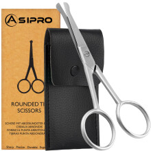 Nose Hair Scissors Stainless Steel Safe Rounded Tip Grooming for Men and Women with Pouch