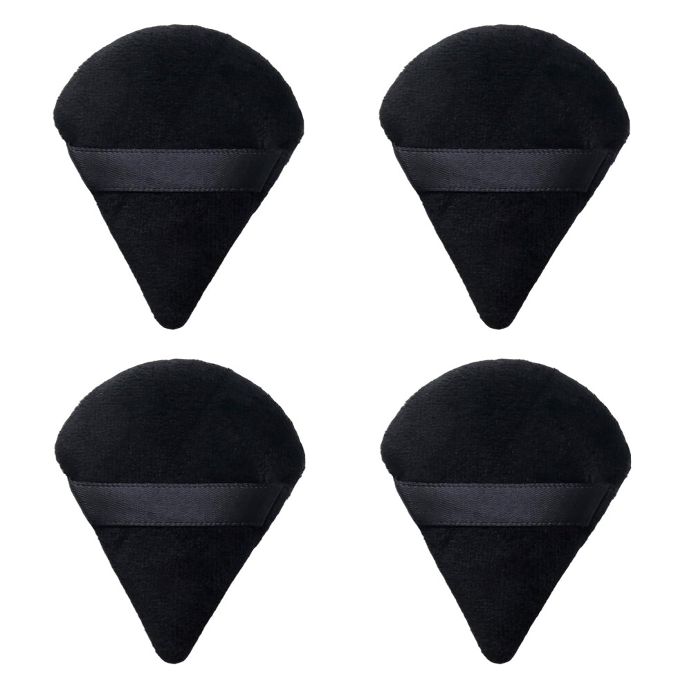 4Pcs Triangle Powder Puff for Setting Powder, Washable Reusable Makeup Sponge for Women Black