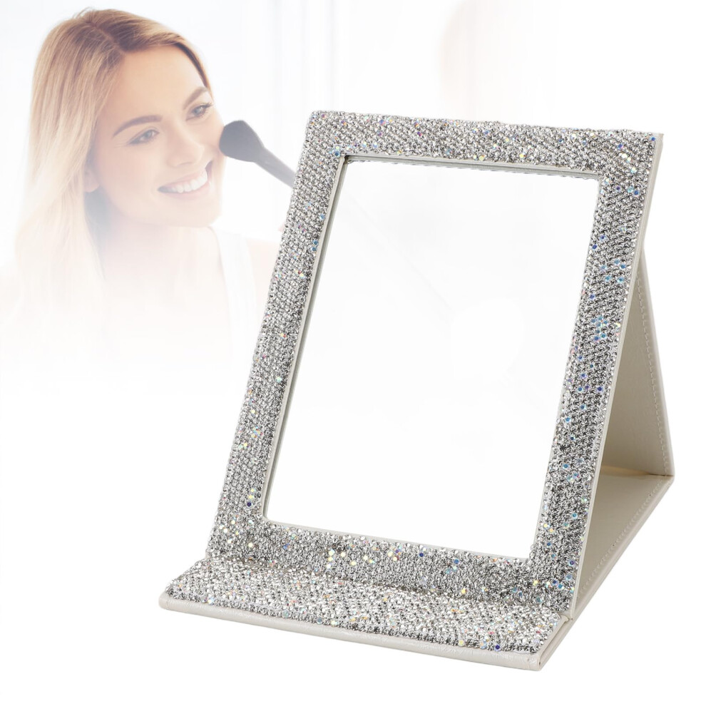 Portable Makeup Mirror with  Definition Clarity, Rhinestone Folding Vanity Design for Travel