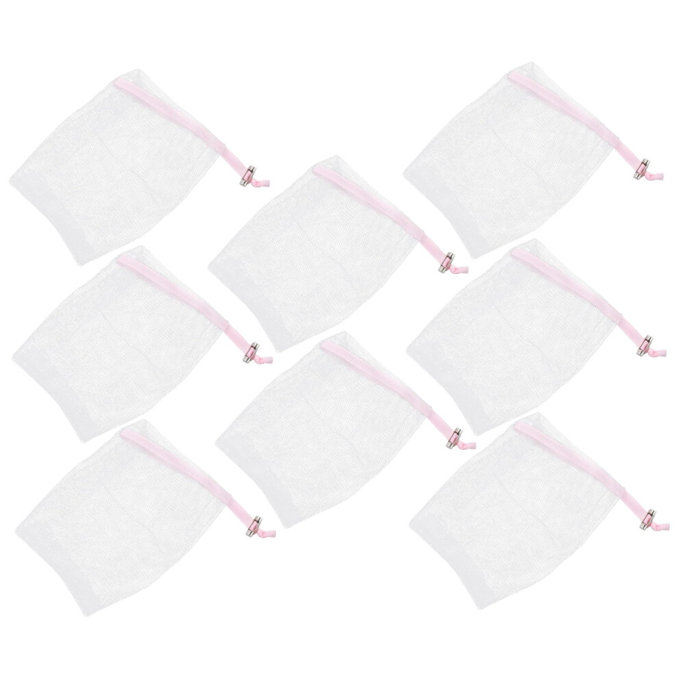 Pink 8Pcs Mesh Soap Saver Bags For Rich Lather And Gentle Exfoliation Facial Cleansing Pouches