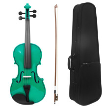 Full‑Size 4/4 Green Acoustic Violin Beginner Set with Bow and Rosin for Adult Practice
