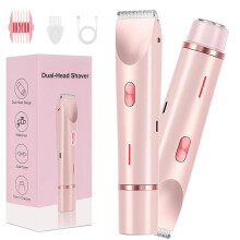 Women's Electric Bikini Trimmer with DualHead Shaving, IPX7 Waterproof, Rechargeable, Pink