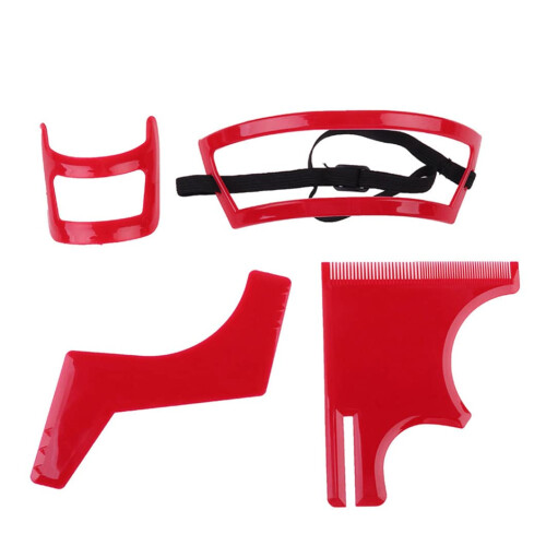 Beard Shaping Tool Kit with Shaving Template for Precise Grooming and Styling, Red for Men
