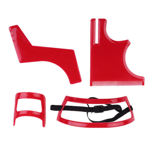 Beard Shaping Tool Kit with Shaving Template for Precise Grooming and Styling, Red for Men 1