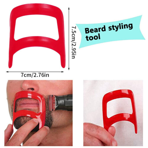 Beard Shaping Tool Kit with Shaving Template for Precise Grooming and Styling, Red for Men 2