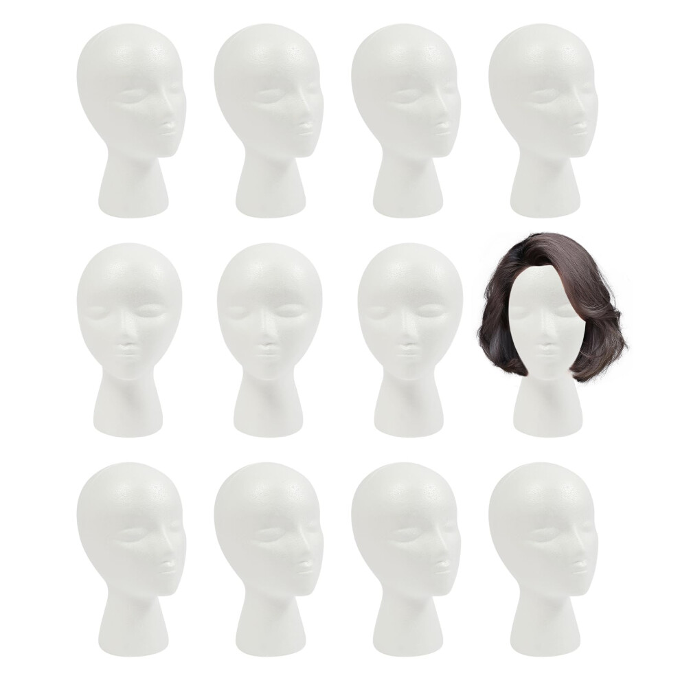 Unisex 12 Pack Foam Wig Head Female Mannequin Stand For Wigs Hats Salon And Home Display