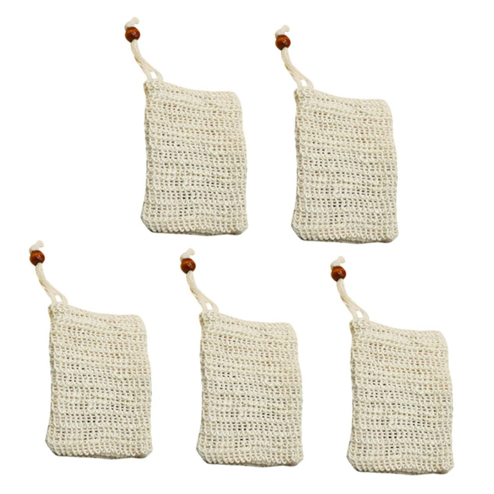 5pcs Exfoliating Soap Bag with Drawstring, Quick Foaming Mesh Soap Saver Pouch for Shower Bath