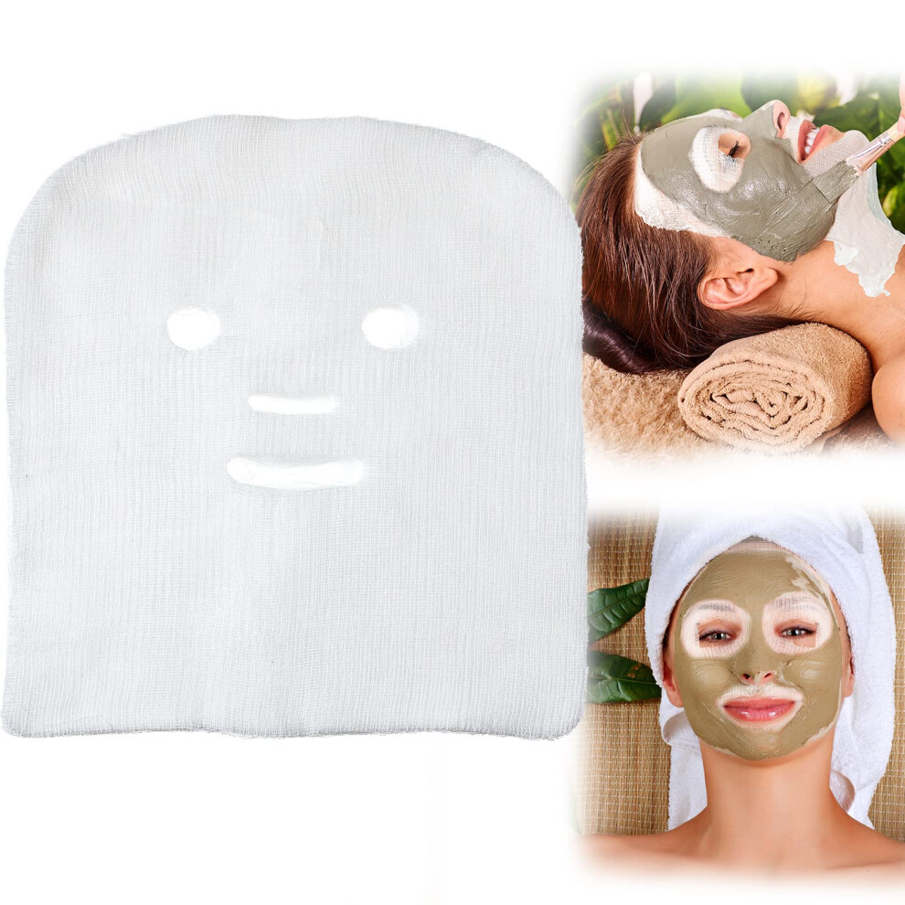 Facial Gauze Mask 100 Pack with Precut Openings for Deep Skincare Absorption in Spa or Salon