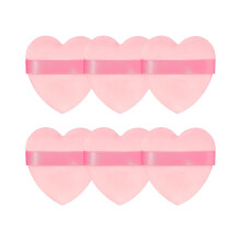 6Pcs Heart Shaped Pink Powder Puff for Face, Velvety Soft Washable Velour Makeup Puffs