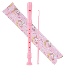Soprano Recorder for Beginners with German Fingering, Clear Tone, Durable 3Piece Design, Pink Unicorn Set