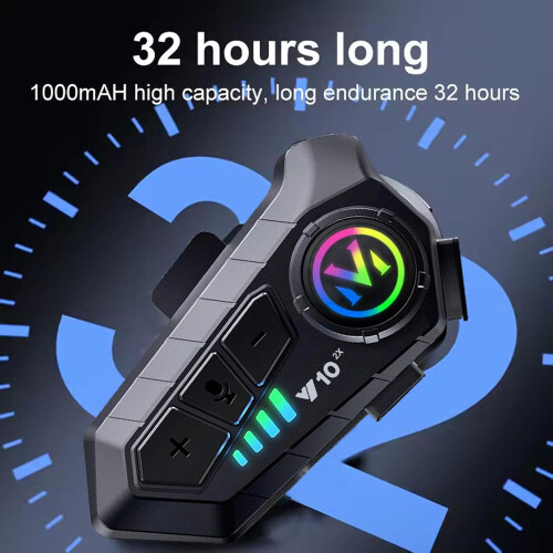 Motorcycle Bluetooth Helmet Intercom IP65 Waterproof Noise Cancelling Headset 1000FT Range 32H 1