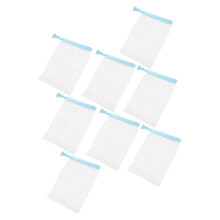 8Pcs Exfoliating Soap Bag with Foaming Mesh Soap Saver, Drawstring Hanging for Facial Wash and Handmade Soaps Sky Blue