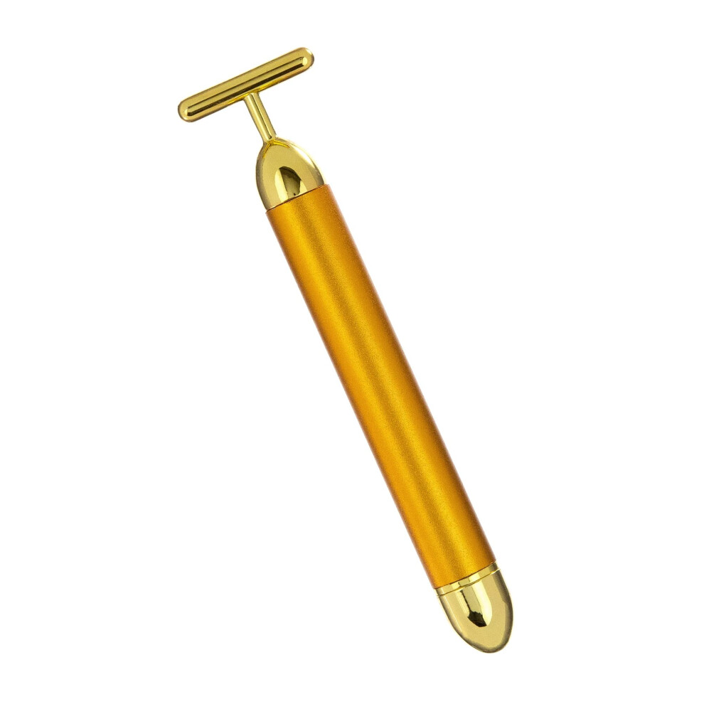 Gold Vibrating Facial Roller For Skin Lifting And Tightening Antiaging Massage Tool