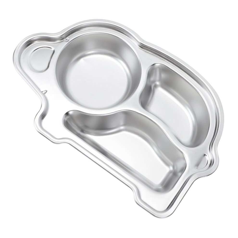 Stainless Steel Kids Divided Plate with Cartoon Elephant Shape and Multiple Food Compartments