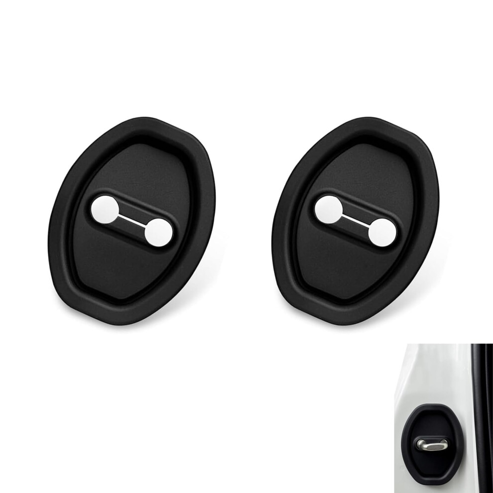 2 Pcs Car Door Latch Cover Silicone Lock Protector Noise Reduction Scratch Guard Universal Black 9455672707107