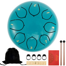 6 Inch Steel Tongue Drum Lake Blue Carbon Steel with Rich Resonant Sound for Garden Yoga Outdoor