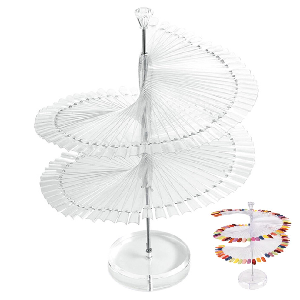 Nail Color Display Stand Spiral Rack with 120 Tips for Salon Nail Art Practice and Easy Swapping