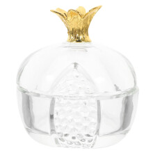 Nail Dappen Dish Crystal Glass with Lid Elegant Pomegranate Design for Acrylic Nail Art