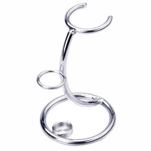 Silver Metal Shaving Brush Stand and Razor Holder Keeps Brush Dry and Organizes Shaving Tools