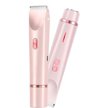 Women's Electric Shaver with Dual Head Design, IPX7 Waterproof Bikini Trimmer, USB Rechargeable Pink