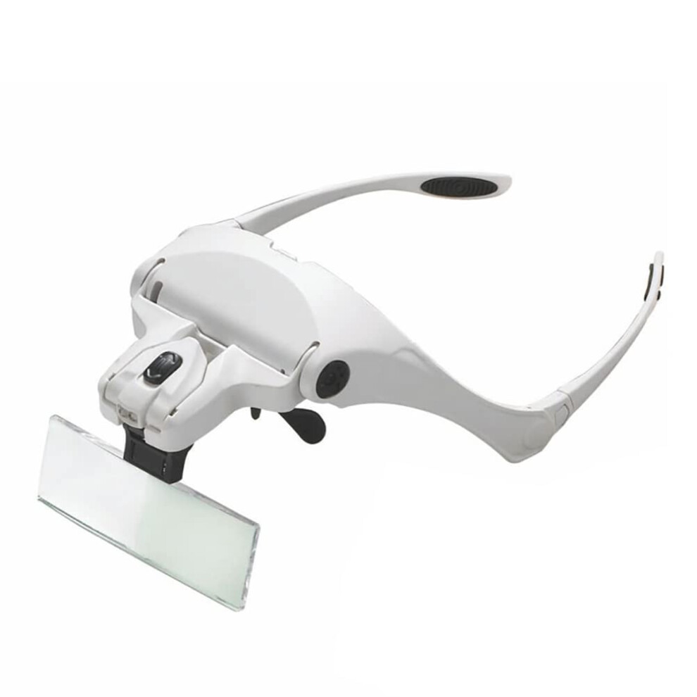LED Headband Magnifier Glasses with Dual LED Lights and Interchangeable Lenses 1X3.5X for Jewelry
