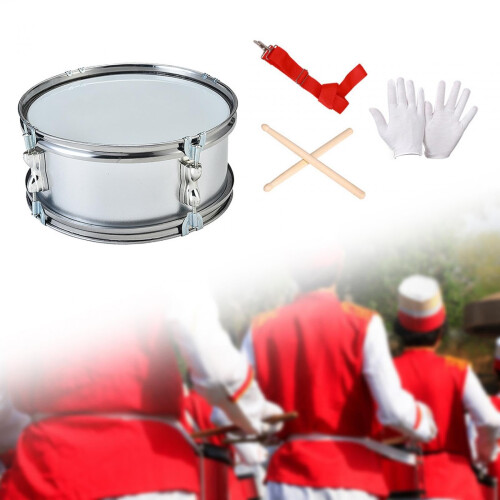 11 Inch Snare Drum for Beginners with Adjustable Strap, Durable Steel Shell, Grey Practice Kit 2
