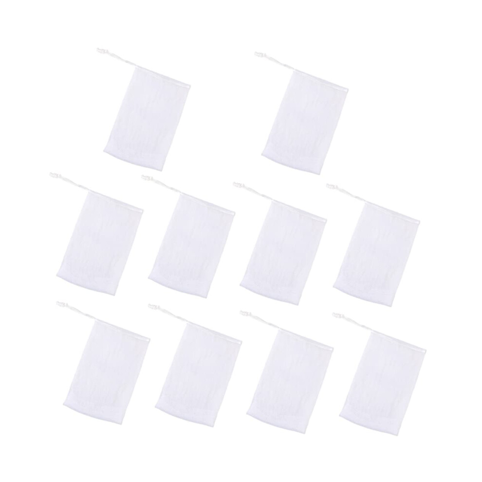 10Pcs Double Layer Foaming Soap Net for Shower and Travel with Hanging Rope Rich Bubble Maker
