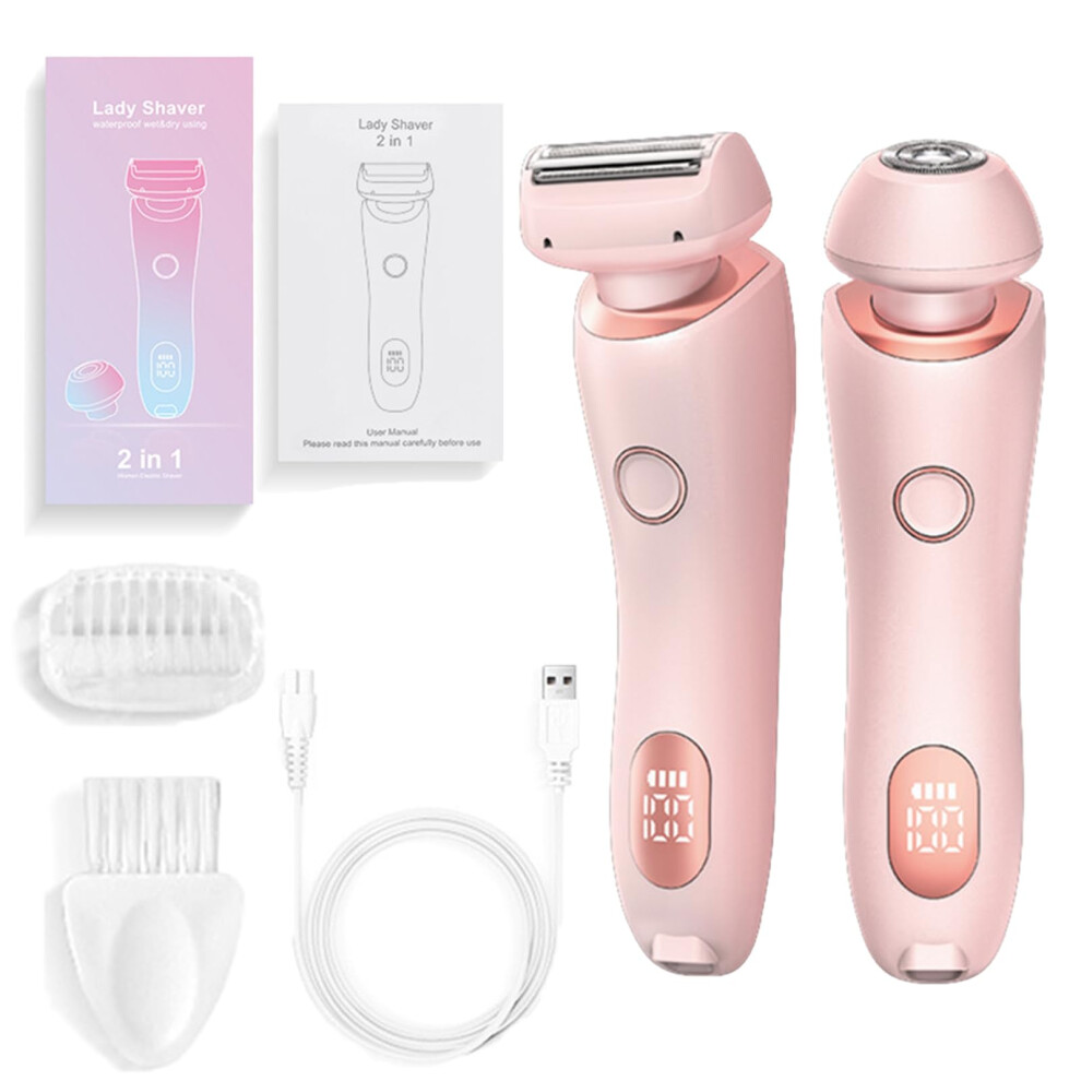 Pink Electric Shaver For Women Waterproof Painless 2In1 Wet And Dry Rechargeable Razor