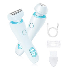 Electric Bikini Trimmer with Precision Head, Waterproof Painless Razor for Women, Wet and Dry Use, Rechargeable Blue