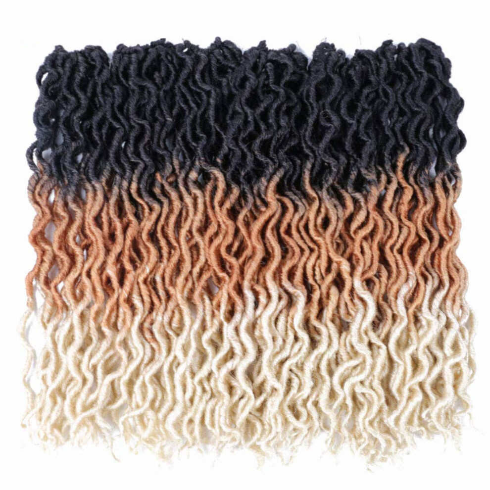 Unisex Black 18 Inch Faux Locs Crochet Hair Prelooped 6 Packs Wavy Gypsy Locs For Women 1B/27/613