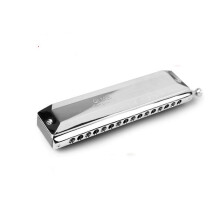 Chromatic Harmonica Key of C 16Hole 64Tone Professional for Blues Jazz Folk Durable Metal Silver