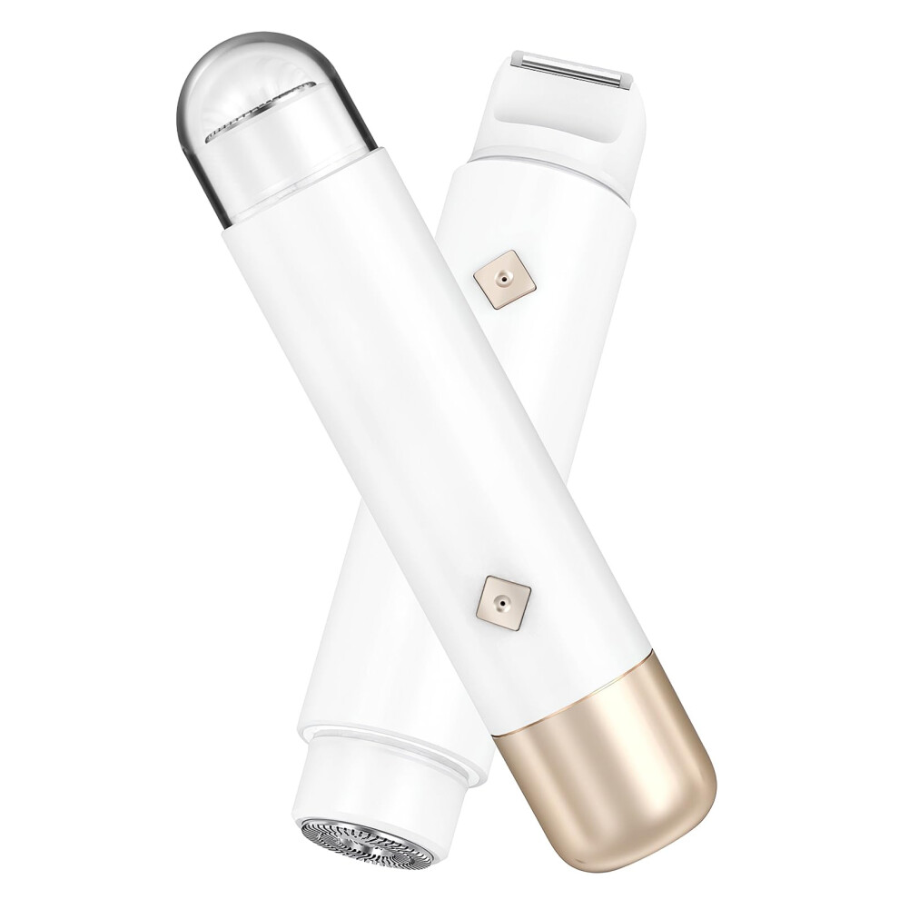 White Women's Electric Shaver And Bikini Trimmer, 2 In 1 Painless Smooth Shave, Ipx7 Waterproof,