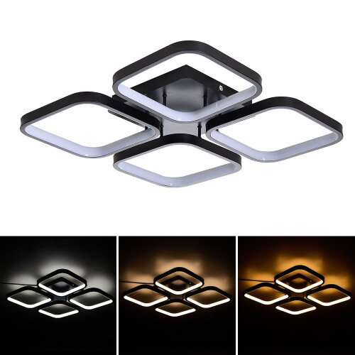 Living And Home 4-Light Square Adjustable LED Ceiling Light with Remote Control