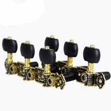 Classical Guitar Tuners 3+3 Set with Elegant Ebony Pearl Finish, Smooth Durable Operation and Precise Tuning Control
