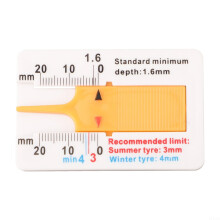 Tire Tread Depth Gauge 020mm with Sliding Probe for Cars Motorcycles Trucks Blue Yellow Scale