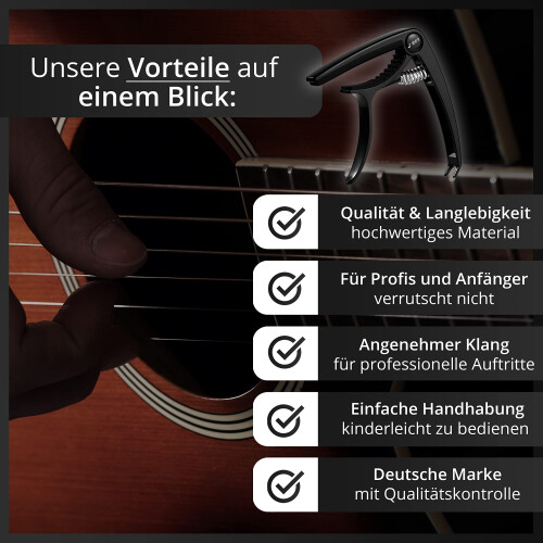 OneHanded Guitar Capo with Universal Fit, Scratch Grip and Tuning Stability 2