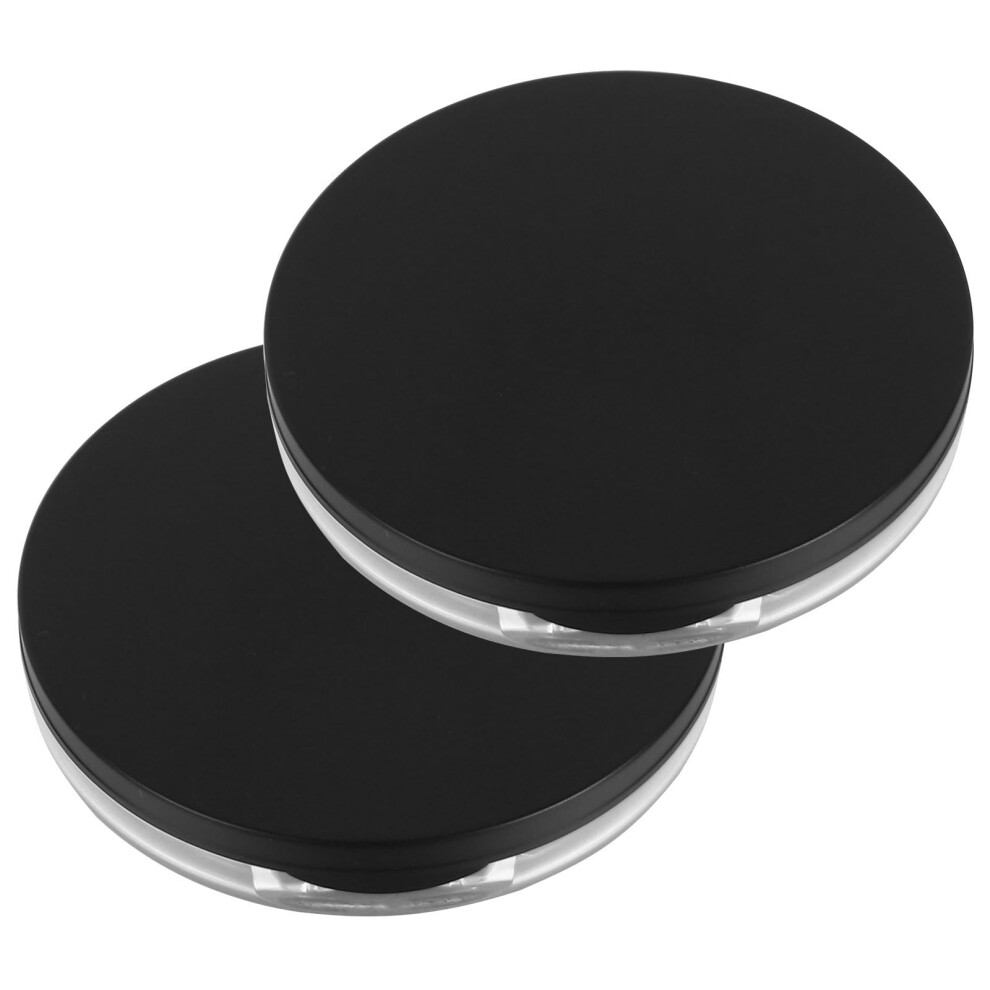 Black Loose Powder Container With Mirror And Puff, Leakproof Travel Makeup Powder Case,