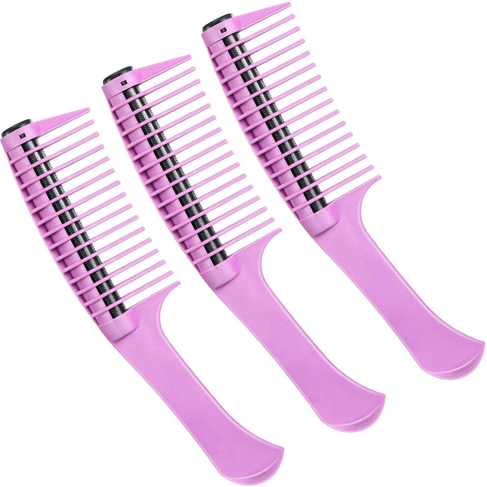 Unisex Purple Detangling Hair Comb With Roller For Even Hair Dye Application, Salon Wide Tooth Comb