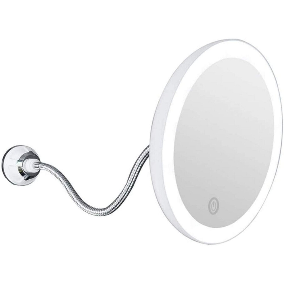 Lighted Makeup Mirror with 5X Magnification, LED Brightness, Flexible Gooseneck and Suction Cup