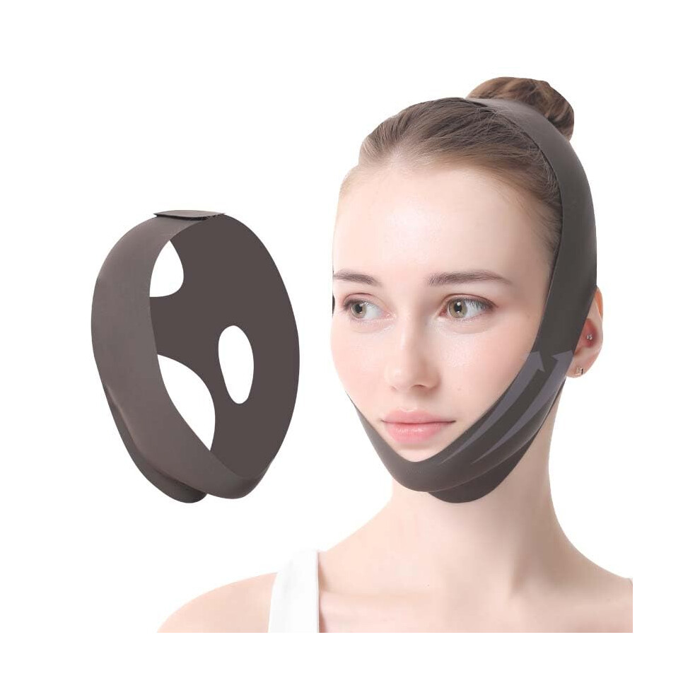 Black V Line Face Lifting Mask With Ergonomic Vshape Design, Adjustable Double Chin Reducer Strap,