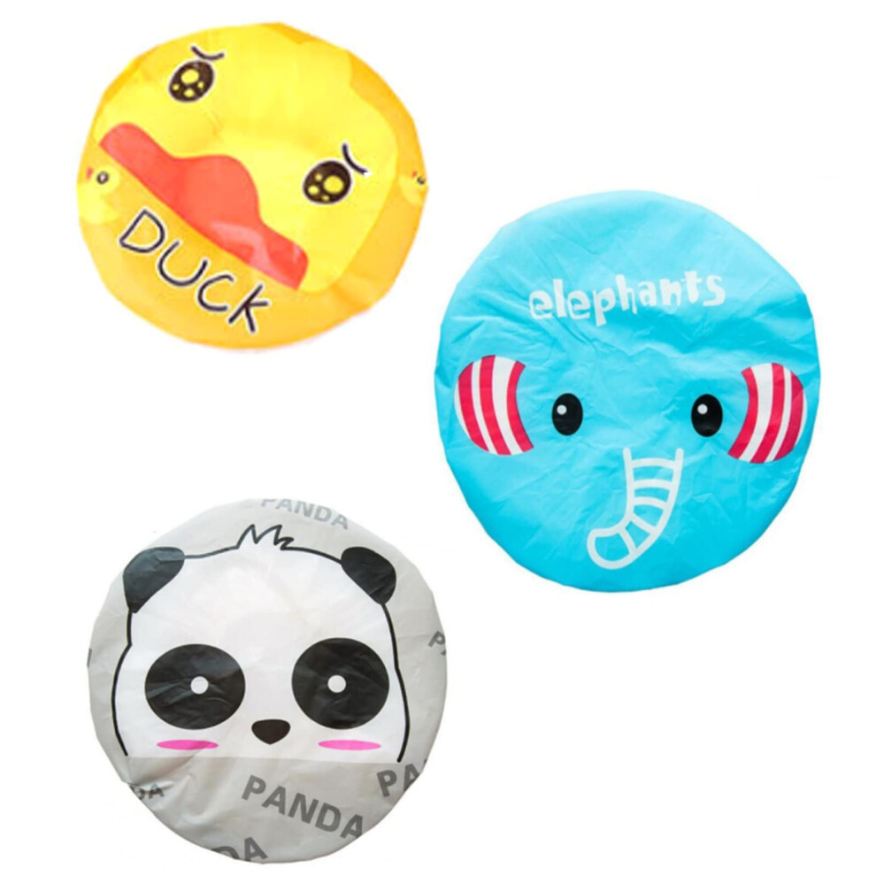 6pcs Cute Cartoon Waterproof Shower Cap, Reusable PVC Hair Protection Bath Hat with Elastic Fit-image-OPC-PRBRFKM-NEW