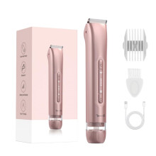Women's Electric Razor and Bikini Trimmer, 2 in 1 Painless USB Rechargeable IPX7 Waterproof Shaver for Body and Face, Pink