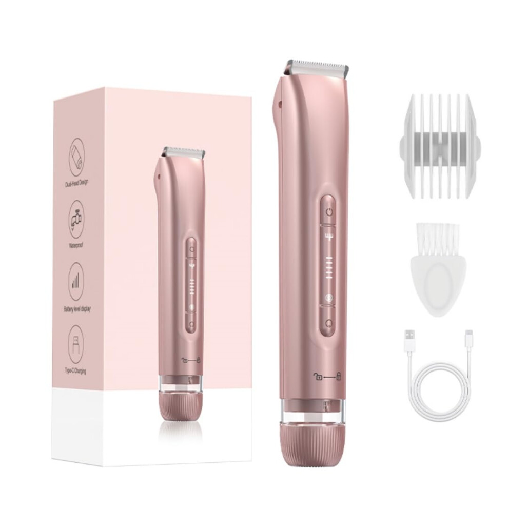 Pink Women's Electric Razor And Bikini Trimmer, 2 In 1 Painless Usb Rechargeable Ipx7 Waterproof Shaver For Body And Face,