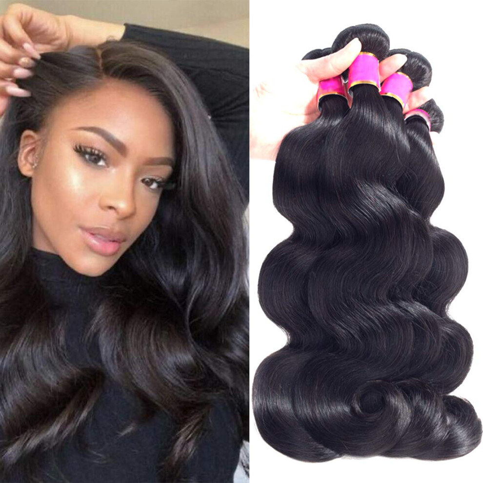 Unisex Human Hair Bundles Brazilian Body Wave 100% Virgin Hair Extensions Tangle Double Weft 1218