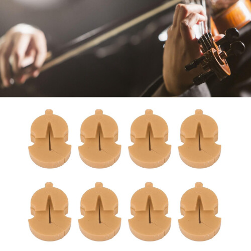 8 Pack Brown Rubber Violin Practice Mute Set with Adjustable Volume Control and Quick Bridge Fit 1