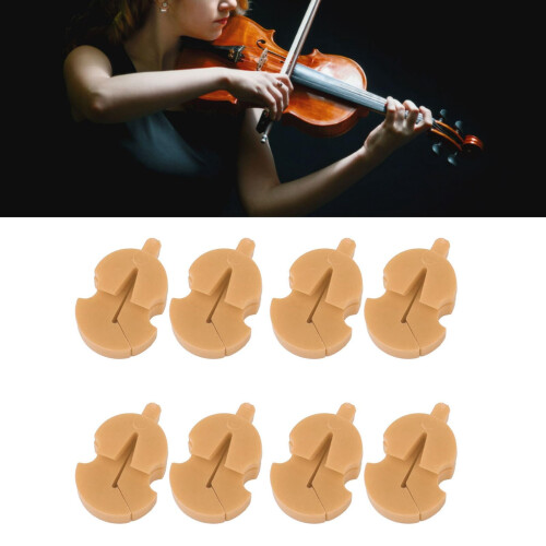 8 Pack Brown Rubber Violin Practice Mute Set with Adjustable Volume Control and Quick Bridge Fit 2