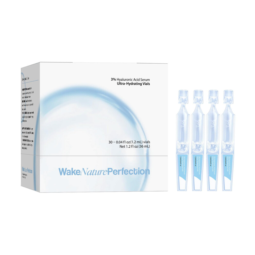 3% Hyaluronic Acid Face Hydrating Serum Ampoules for Deep Hydration and Collagen Support, 30 Pack